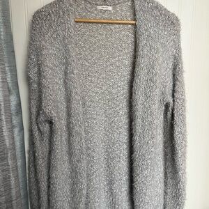 Maurices Light Gray Fuzzy Open-Front Cardigan